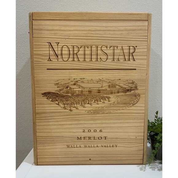 Northstar 2006 Merlot Wine Wood Display Case Storage Box Container 6 Bottle - Picture 1 of 13